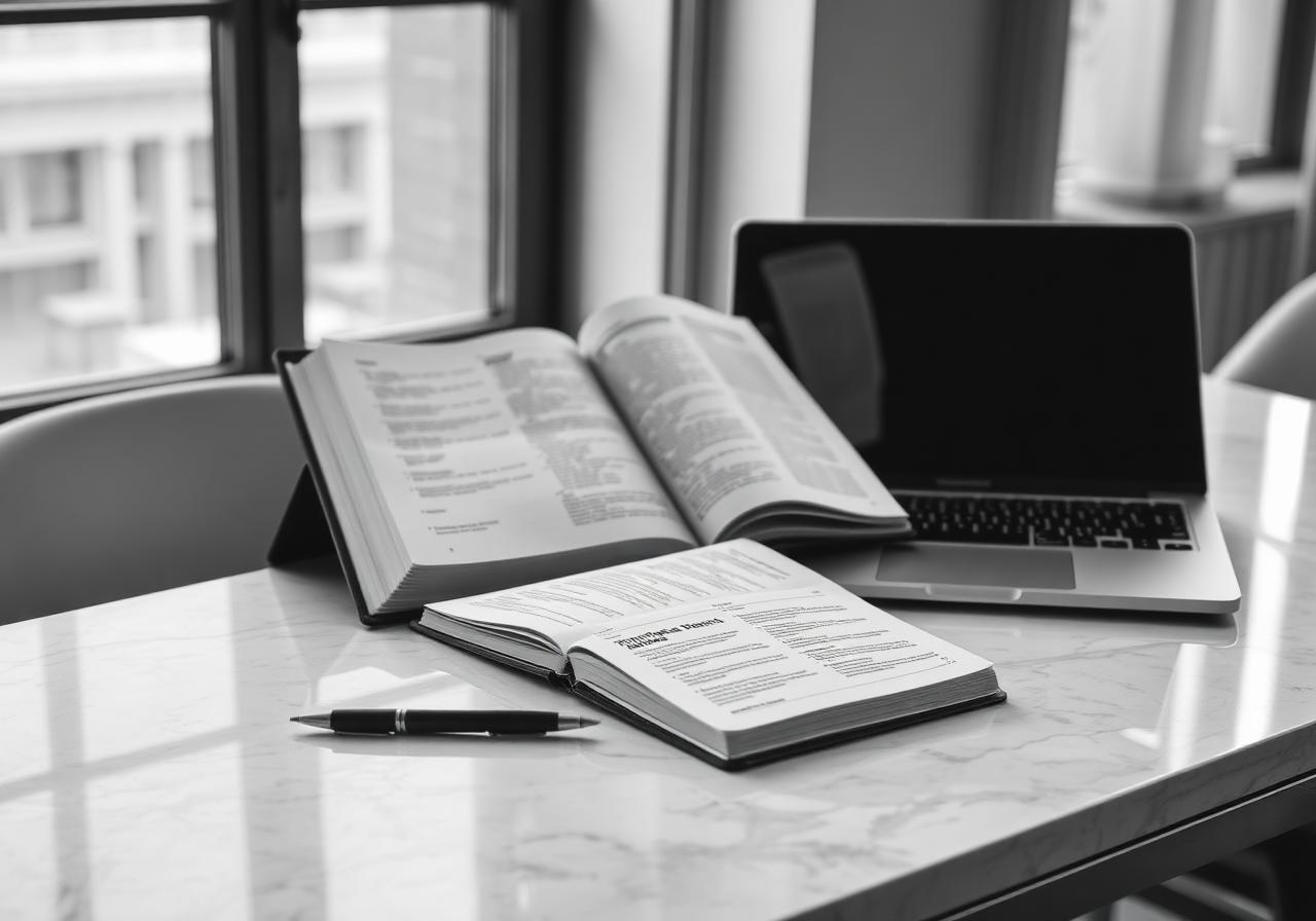 Verbavox multilingual translation workspace with open dictionary, notebooks and laptop
