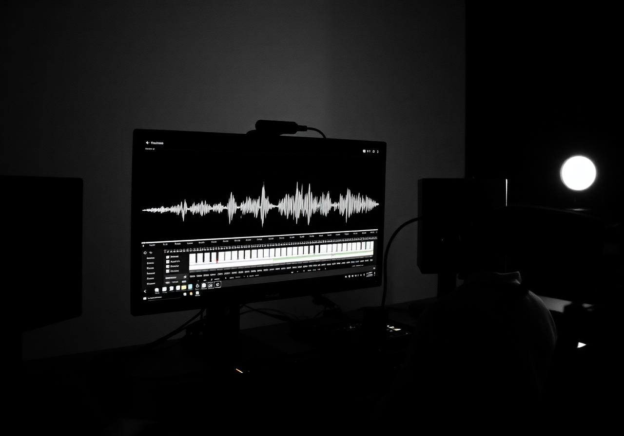 Audiovisual subtitling and dubbing studio with waveform timeline